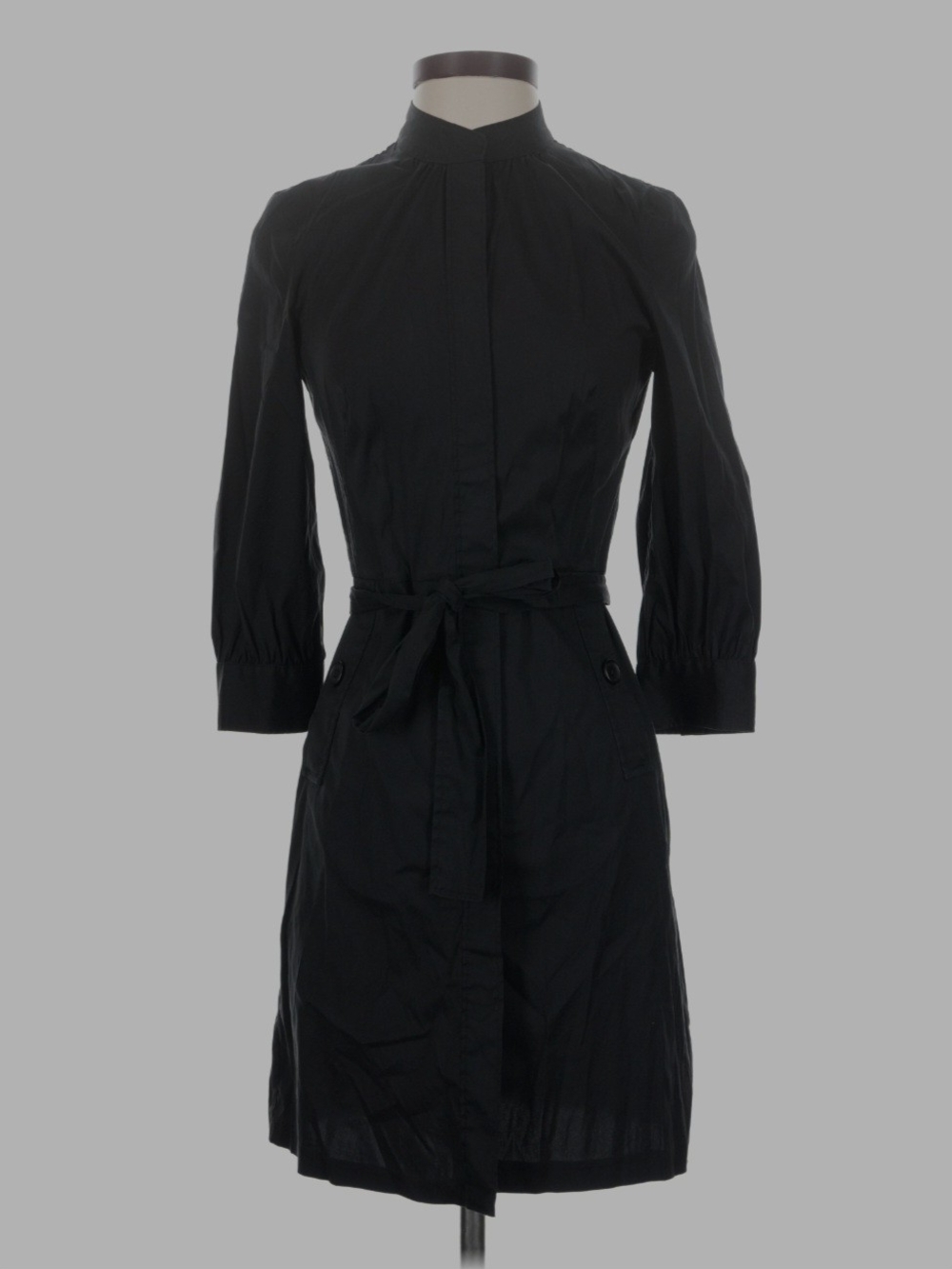 Like New Armani Exchange Black Long-Sleeve Shirt Dress with Tie Waist Size 6